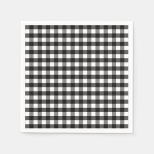 Schwarz-weiß Gingham Karo Pattern Serviette