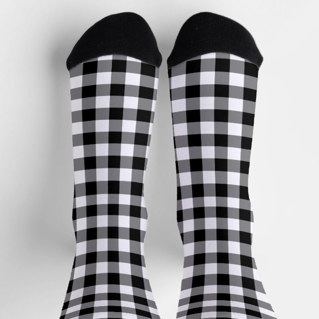 Schwarz-weiß Gingham Karo Pattern Socken (Oben)