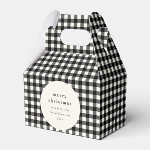 Schwarz-Weiß-Gingham-Karo personalisiertes Weihnac Geschenkschachtel
