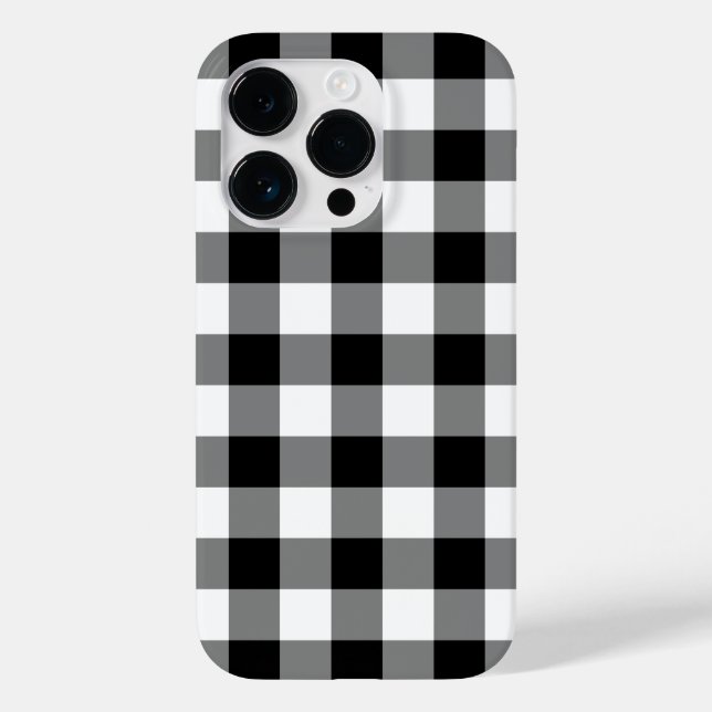 Schwarz-Weiß Gingham-Muster Case-Mate iPhone 14 Pro Hülle (Rückseite)