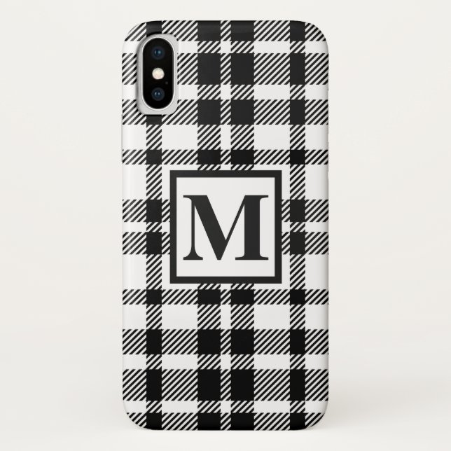 Schwarz-Weiß Gingham-Muster Case-Mate iPhone Hülle (Rückseite)