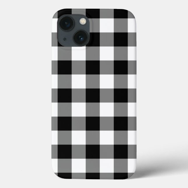 Schwarz-Weiß Gingham-Muster Case-Mate iPhone Hülle (Rückseite)