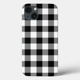 Schwarz-Weiß Gingham-Muster iPhone 13 Hülle