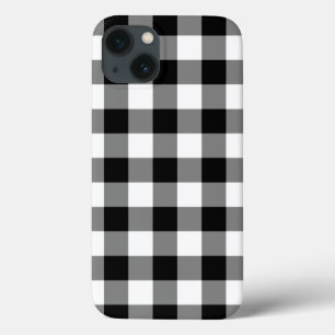 Schwarz-Weiß Gingham-Muster iPhone 13 Hülle