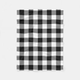 Schwarz-Weiß-Gingham-Muster Fleece Blanket