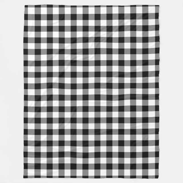 Schwarz-Weiß Gingham-Muster Fleecedecke (Vorderseite)
