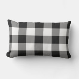 Schwarz-Weiß-Gingham-Muster geprüft Kissen Für Draußen