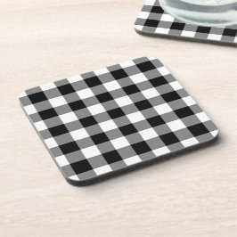 Schwarz-Weiß Gingham-Muster Getränkeuntersetzer