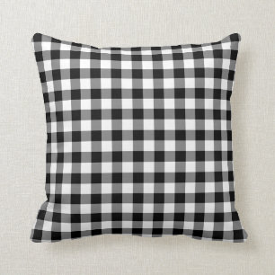 Schwarz-Weiß-Gingham-Muster Kissen