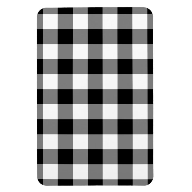 Schwarz-Weiß Gingham-Muster Magnet (Vertikal)