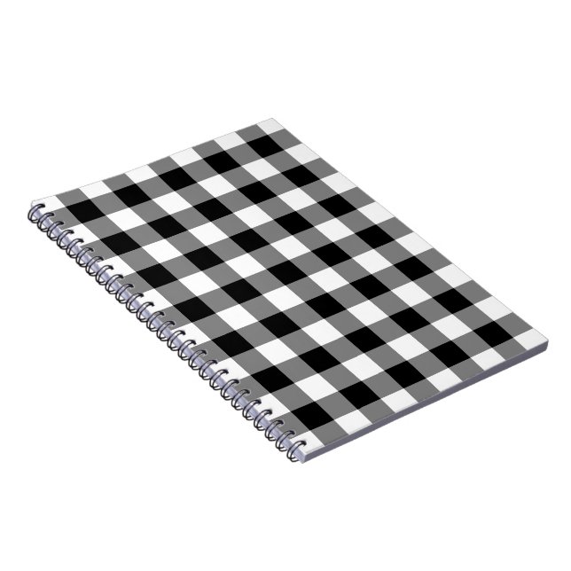 Schwarz-Weiß Gingham-Muster Notizblock (Rechte Seite)