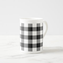 Schwarz-Weiß Gingham-Muster Prozellantasse