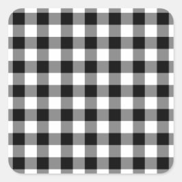 Schwarz-Weiß Gingham-Muster Quadratischer Aufkleber