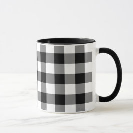 Schwarz-Weiß Gingham-Muster Tasse
