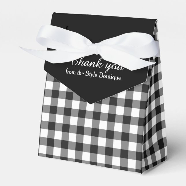 Schwarz-Weiß-Gingham-Muster vielen Dank an die Ges Geschenkschachtel (Vorderseite)