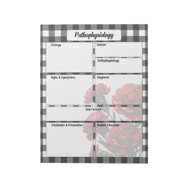 Schwarz-Weiß-Gingham-Pathophysiologie-Temp Notizblock (Rotiert)