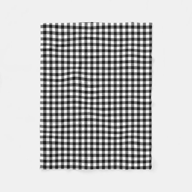 Schwarz-Weiß-Gingham-Prüfmuster Fleecedecke (Vorderseite)