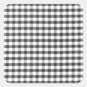 Schwarz-Weiß-Gingham Quadratischer Aufkleber