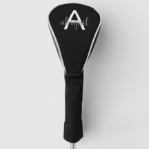 Schwarz-weiß Girl Golf Club Modern Monogramm Name