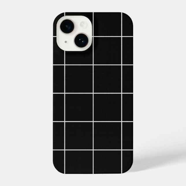 Schwarz-Weiß-Gittermuster iPhone 14 Hülle (Rückseite)
