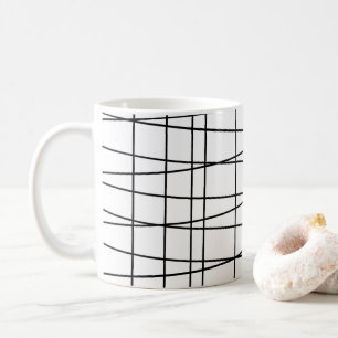 Schwarz-Weiß-Gitternetzlinien Kaffeetasse