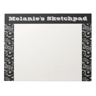 Schwarz-Weiß-Glam-Pebbled-Sketch Notizblock