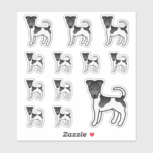 Schwarz-Weiß-Glatthaar-Foxterrier-Cartoon-Hunde Aufkleber