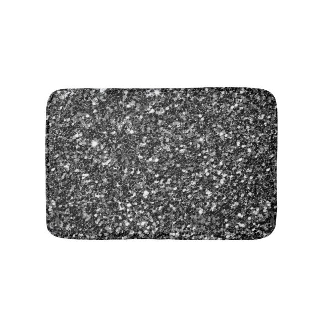 Schwarz-Weiß-Glitzer Badematte (Vorderseite)
