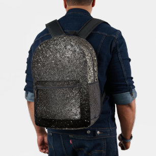 Schwarz-Weiß-Glitzer Goth Glam Funkelnd School Bedruckter Rucksack