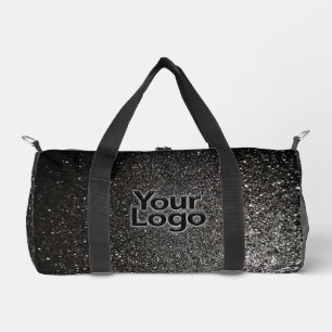 Schwarz-Weiß-Glitzer Luxus-Business-Logo Duffle Bag