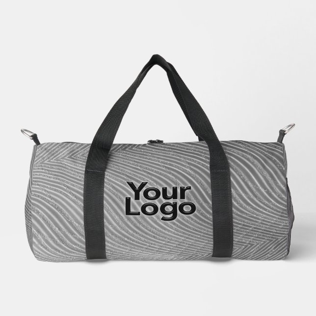 Schwarz-Weiß-Glitzer Luxus-Business-Logo Duffle Bag (Vorderseite)