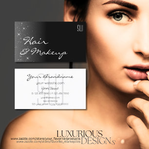 Schwarz-Weiß-Glitzer-Stars mit Initialen Moderne Visitenkarte