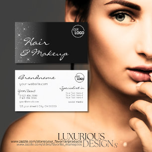 Schwarz-Weiß-Glitzer-Stars mit Logo Stilvoll Visitenkarte