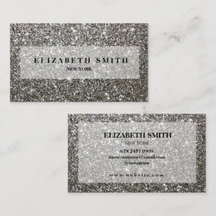 Schwarz-Weiß-Glitzer-Textur-Visitenkarte Visitenkarte