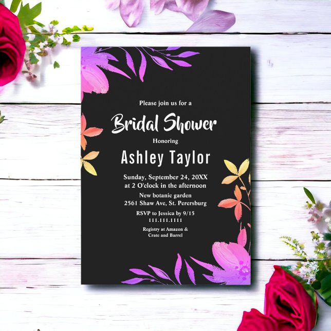 Schwarz-Weiß-Glühneon Brautparty Einladung (Von Creator hochgeladen)