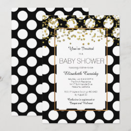 Schwarz-Weiß, Gold-Baby-Dusche Einladung