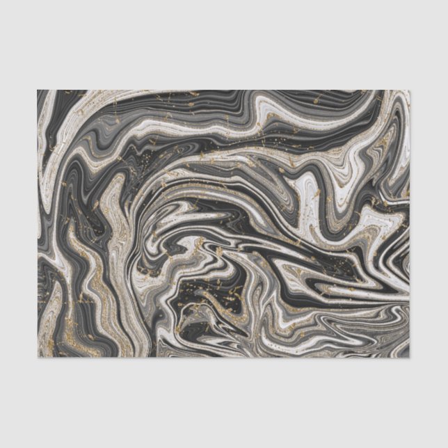 Schwarz-weiß & Gold Chic Swirl Moderne Hochzeit Seidenpapier (Vorderseite)