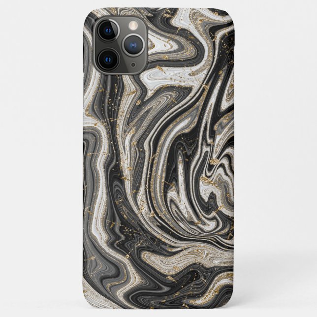 Schwarz-weiß & Gold Chic Swirl Moderner Abstrakt Case-Mate iPhone Hülle (Rückseite)