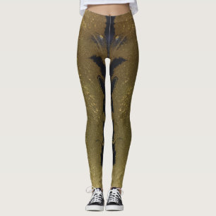 Schwarz-weiß & Gold Chic Swirl Moderner Abstrakt Leggings