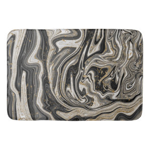 Schwarz Weiß & Gold Chic Wirbel Modern Abstrakt Badematte