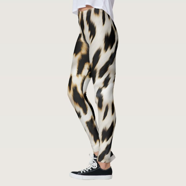 Schwarz-weiß Gold Cowgirl Cowhide Leggings (Links)