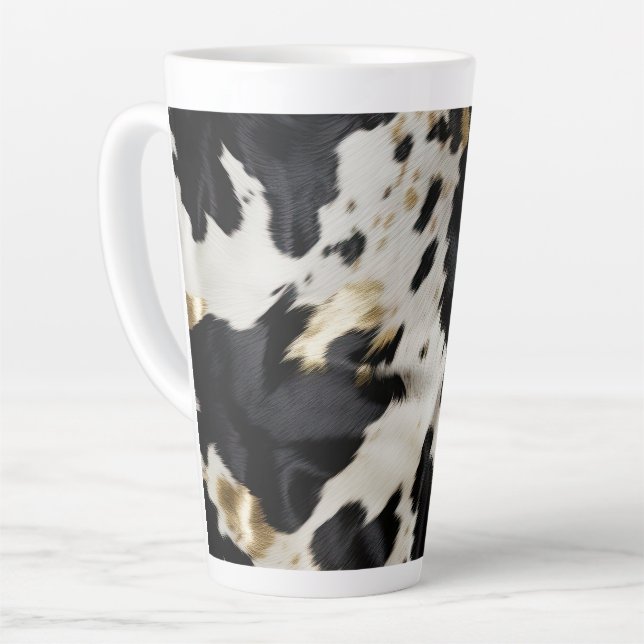 Schwarz-weiß Gold Cowgirl Cowhide Milchtasse (Linke Ecke)