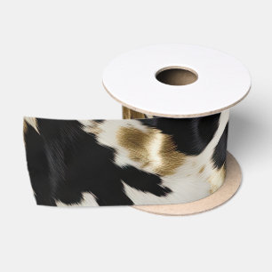 Schwarz-weiß Gold Cowgirl Cowhide Satinband