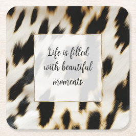 Schwarz-weiß Gold Cowhide Rechteckiger Pappuntersetzer