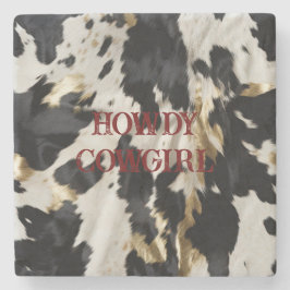 Schwarz-weiß Gold Cowhide Steinuntersetzer