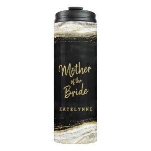 Schwarz Weiß & Gold Geode Achat Mutter der Braut Thermosbecher