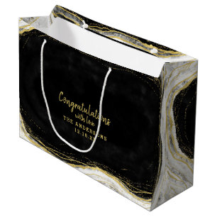 Schwarz-weiß & Gold Geode Herzlichen Glückwunsch H Große Geschenktüte