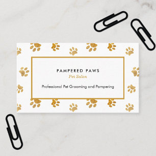 Schwarz Weiß Gold Glitter Pfotenabdrücke Pet Salon Visitenkarte