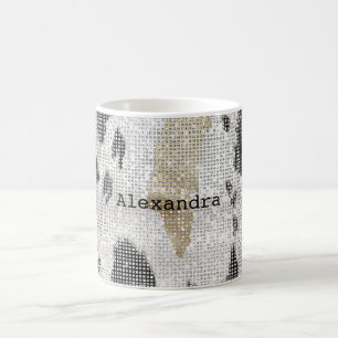 Schwarz Weiß Gold Kuh Tierdruck Glanz Kaffeetasse