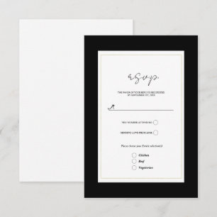 Schwarz Weiß Gold Moderne Minimale Hochzeit RSVP Karte